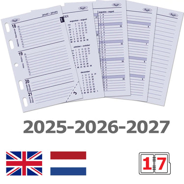 6247-25-26-27 104 x 68 mm Mini Ordre du jour Organizer REFOLLS SEMAINE NL EN 2025 2026 2027